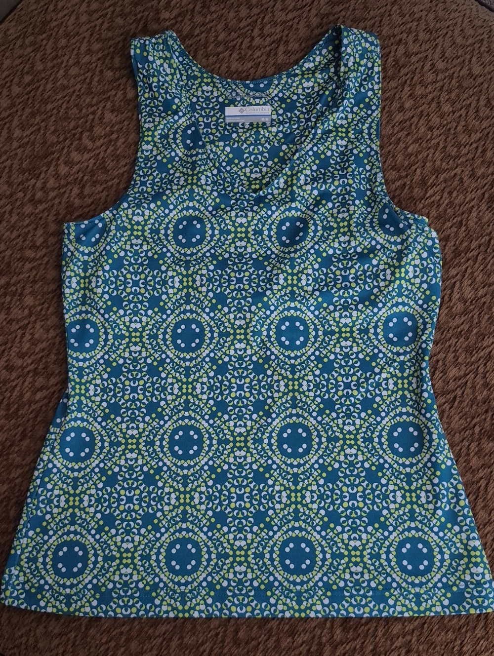 Columbia Blue & Green Geometric Print Tank Top